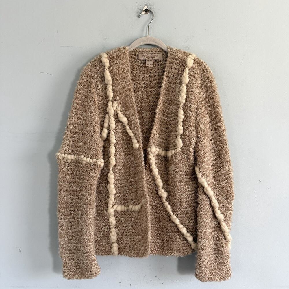Vintage Gogo Bregante Raquel's Collection Wool Open Front Cream Marl Cardigan - Picture 2 of 4
